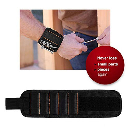 GOOACC G0010A 2 Pack 15 Magnetic Wristband Holding Screws Nails Drill Bits Gadgets Tools Gift for Men Him Dad DIY Handyman Electrician Husband, 2 Pack - color: Black 2 Pack