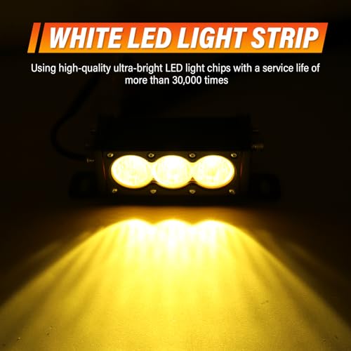AUXTINGS 2 Pieces 6 inch Single Row Amber LED Light Bar 30W Off Road Light Bar Flood Beam LED Work Light Truck UTV 4x4 Cars SUVs ATVs Boats Fog Driving Light with Wiring Harness kit - size: 6 inch amber