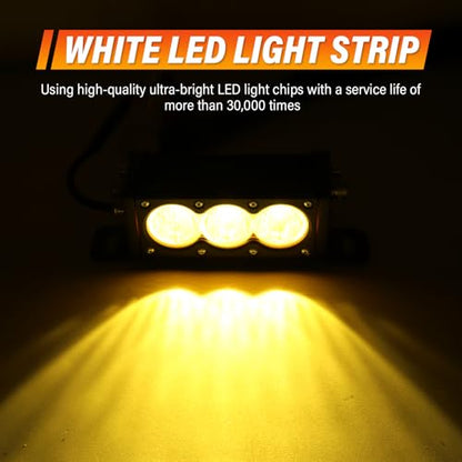 AUXTINGS 2 Pieces 6 inch Single Row Amber LED Light Bar 30W Off Road Light Bar Flood Beam LED Work Light Truck UTV 4x4 Cars SUVs ATVs Boats Fog Driving Light with Wiring Harness kit - size: 6 inch amber