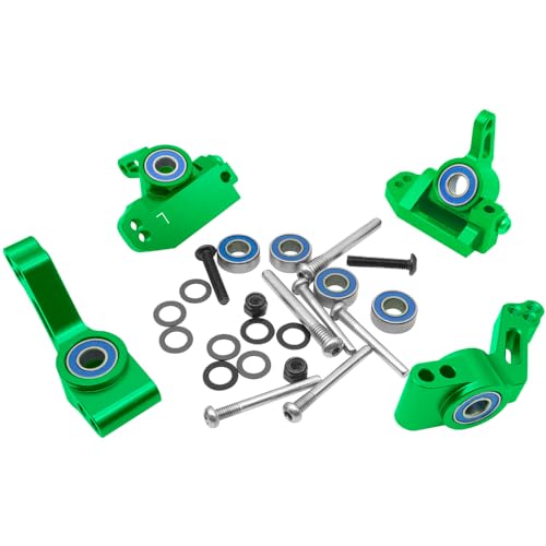 OGRC Caster Block Steering Blocks, Stub Axle Carriers for 1/10 Slash 2WD | Aluminum Front Caster Block&Steering Blocks and Rear Stub Axle Carriers for 1/10 Traxxas slash 2WD #3632 3736 3752 (Green) - color: Green