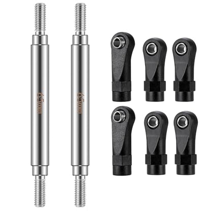 2Pcs Stainless Steel Link Rod Linkage Plastic Link Rod End，65mm | 55mm-155mm，Upgrade Parts，For Axial 1/10 SCX10 TRX4，RC Crawler Car - style: 65mm