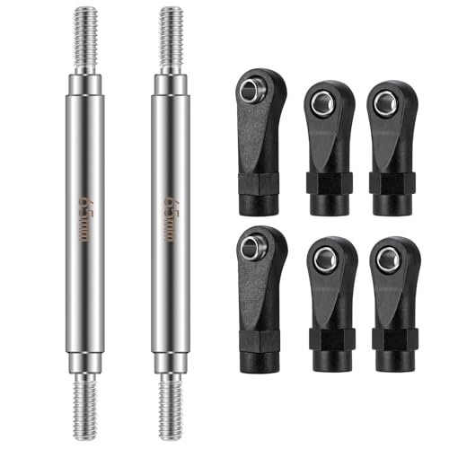 2Pcs Stainless Steel Link Rod Linkage Plastic Link Rod End，65mm | 55mm-155mm，Upgrade Parts，For Axial 1/10 SCX10 TRX4，RC Crawler Car - style: 65mm