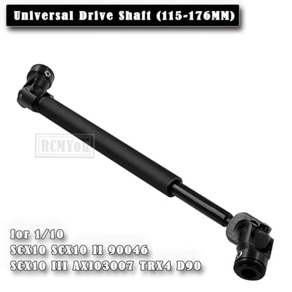 RC Crawler Drive Shaft 115-176MM Upgrades for 1/10 SCX10 SCX10 II 90046 SCX10 III AXI03007 TRX4 D90,Universal Driveshaft,Steel Full Metal Axles Part Hop-Ups,Black - size: 115-176MM