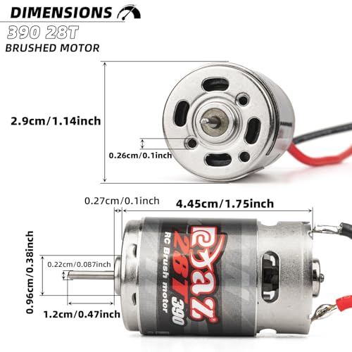 Brushed Power Combo 390 28T Motor 60/320A ESC BEC 6V/2A Splash-Proof for 1/10 1/16 1/18 RC Buggy Car Traxxas LaTrax Teton Rally Desert Prerunner Losi Mini-T 2.0 LMT 4WD, RC Drift Buggy Truck Car - size: 390 28T