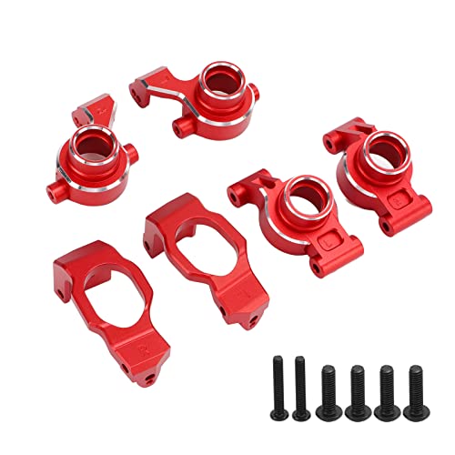 RC Rear Axle Seats, Durable Minimizes Backlash Friction Aluminum Alloy C Hub Set for 1/10 Scale RC Trucks Off-Road Racing Hobbyists - color: Red