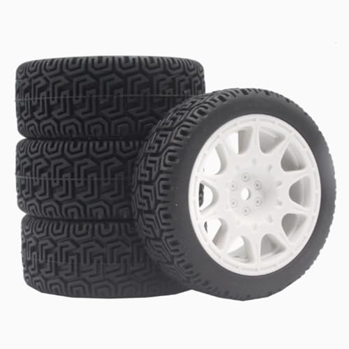 68mm 4 PCS 1/10 Runflat Tire 1.9 inch Rally Tire L001 for 1:10 Tamiya xv02 Maze Tire Lc PTG Off-road 94123 Kyosho FW06 etc. (white) - color: white