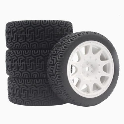 68mm 4 PCS 1/10 Runflat Tire 1.9 inch Rally Tire L001 for 1:10 Tamiya xv02 Maze Tire Lc PTG Off-road 94123 Kyosho FW06 etc. (white) - color: white