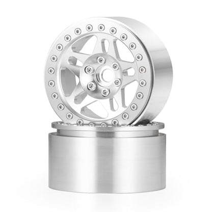 4PCS Aluminum 2.2 Beadlock Wheels Rims Hub for 1/10th RC Crawler Car Wraith RR10 RBX10 SCX10 II III TRX4 D90 D110 (Silver) - color: Silver