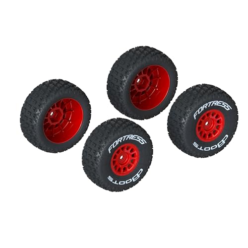 ARRMA dBoots 'Fortress' Tire Set Glued (Red) (2 Pairs) 12mm hex, ARA550116