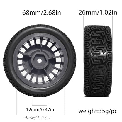 1/10 RC On-Road tires 68mm 4 PCS Rally Tires General Purpose Grip Soft Material Tread For 1:10 Tamiya xv02 Maze Tires Lc Off-Road 94123 Kyosho FW06%t048 (Gray, 3) - color: Gray