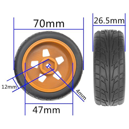 ShareGoo Nylon Wheel Rims with Rubber Tire RC 12mm Hex Compatible with HSP Tamiya Kyosho RedCat Sakura WLtoys 1/10 RC On-Road Racing Touring Car (Brown) - color: Brown