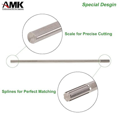 AMK 68-229mm Severable Ruled SCX10 Driveshaft Stainless Steel TRX4 Drive Shaft for 1/10 RC Crawler Sportys Scalers GSPEED Axial Capra UTB10 Pro Upgrades DIY LCG Rig (2Pcs Silver) - color: 2pcs Silver