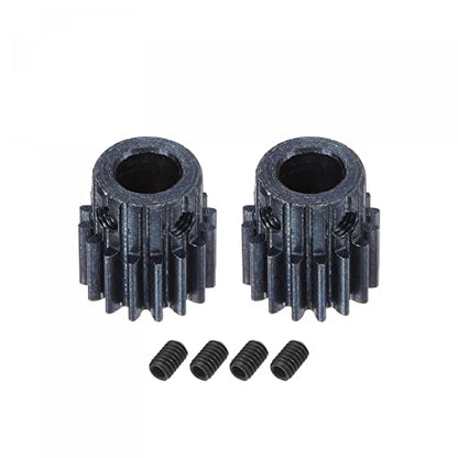 uxcell 1Mod 16T Pinion Gear 8mm Bore Hardened Steel Motor Rack Spur Gear with Step for RC Car Truck Buggy Gear Drive, 2 Set
