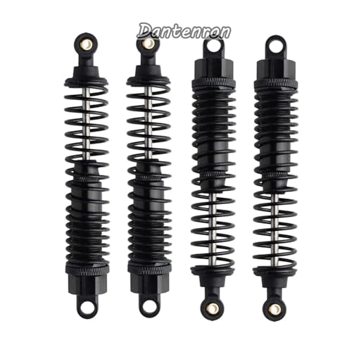 4Pack 1/10 RC Truck Car Adjustable Shock Absorber Damper 108004 Upgrade Parts 108mm Oil 108mm Oil Adjustable Alloy Aluminum Shock For 1:10 HSP 94188 94108 94111 Redcat Volcano (Black) - color: Black