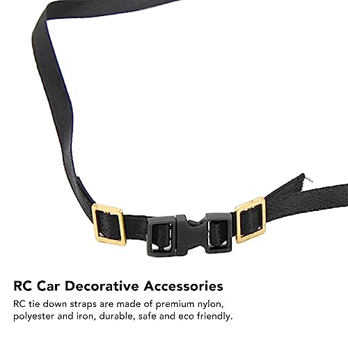 5pcs 1/10 Scale RC Tie Down Straps, Sturdy Length Adjustable Luggage Rope Roof Rack Tie Down Straps, Crawler Accessories, for RC (Black) - color: Black