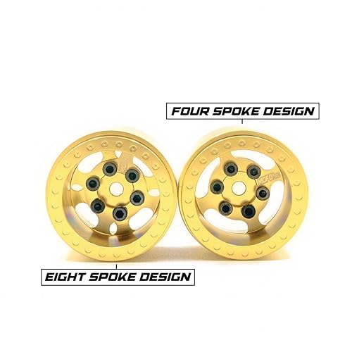 1UP Wheels 1.0" Island Ultra Wide Premium Wheels | Gold | for Axial SCX24, AX24, Traxxas TRX4-M, Redcat Ascent-18, FMS FCX18, 7mm Hex Vehicles - Aluminum Beadlock Wheels - color: Gold