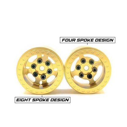 1UP Wheels 1.0" Island Ultra Wide Premium Wheels | Gold | for Axial SCX24, AX24, Traxxas TRX4-M, Redcat Ascent-18, FMS FCX18, 7mm Hex Vehicles - Aluminum Beadlock Wheels - color: Gold