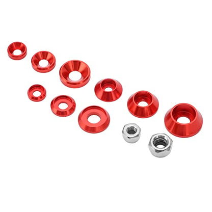 RC Screw Washer Kit Aluminum Alloy CNC Machined Flat Round Cup Head Washers and Nuts for 1/10 1/8 RC Cars, Anodized Lightweight Hardware Set with 125 PCS in Plastic Box (Red) - color: Red