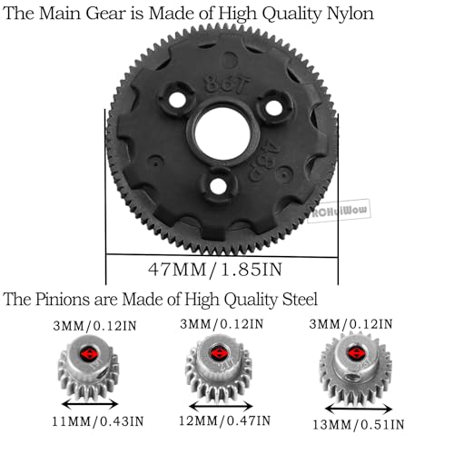 RC Transmission Gear &48P 86T w/19T 21T 23T Pinions &Slipper Clutch &Pressure Plate &Slipper Rebuild Kit Upgrades Part for 1/10 2WD Slash/Rustler/Stampede/Bandit 2WD(VXL) RC Car,Green - color: Green(1set)