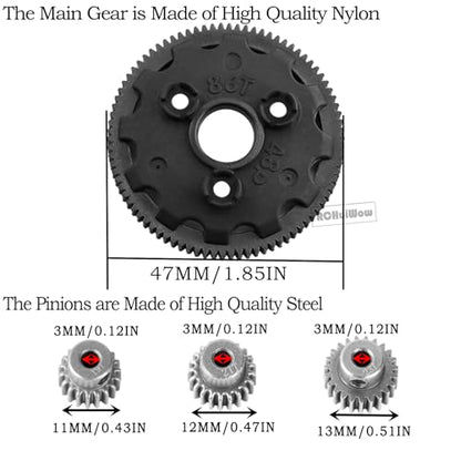 RC Transmission Gear &48P 86T w/19T 21T 23T Pinions &Slipper Clutch &Pressure Plate &Slipper Rebuild Kit Upgrades Part for 1/10 2WD Slash/Rustler/Stampede/Bandit 2WD(VXL) RC Car,Titanium - color: Titanium(1set)