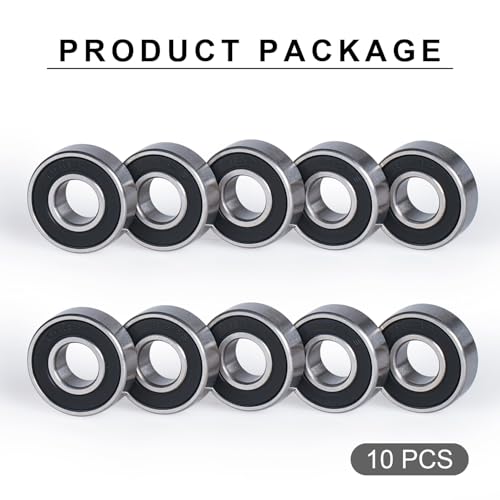 10 PCS R6-2RS Ball Bearings，3/8’’x 7/8’’x 9/32’’ Rubber Sealed Deep Groove Ball Bearings, Double Rubber Seal Bearings, Chromium Bearing Steel (R6-2RS) - size: R6-2RS