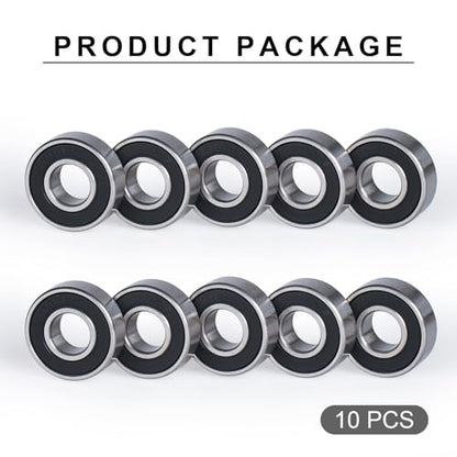 10 PCS R6-2RS Ball Bearings，3/8’’x 7/8’’x 9/32’’ Rubber Sealed Deep Groove Ball Bearings, Double Rubber Seal Bearings, Chromium Bearing Steel (R6-2RS) - size: R6-2RS