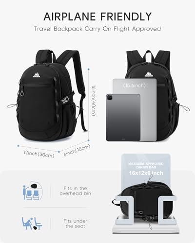 40x30x15cm Personal Item Bag 16x12x6 Travel Backpack Flight Approved with Anti-Theft Pocket Water-resistant Casual Daypack for Weekender Business Hiking,White - color: White