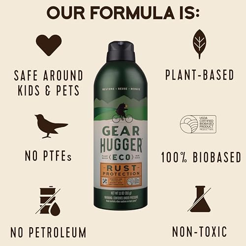 Gear Hugger Rust Protection Spray, Plant-Based, No PTFE (11oz, Pack of 1) - size: 11 Ounce