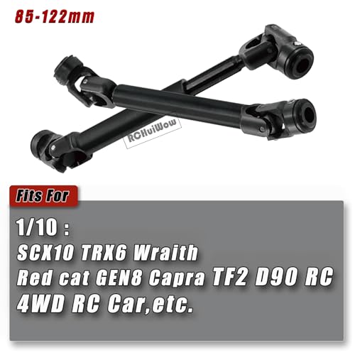 Universal Drive Shaft(85-122MM) Upgrades Part for 1/10 SCX10 II Red cat D90 Gen7/Pro GEN8 RC 4WD,Harden Steel #45 RC Driveshafts,2PCS,Black - size: 85-122mm(2pcs)