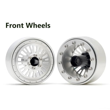 DJX CNC 1.3 inch Front Rear Dually Beadlock Wheels Rim for RC Crawler Car 1/24 Axial SCX24 F150 C10 1/18 Redcat Ascent18 Traxxas TRX4M RC Upgrades Parts(Silver) - color: Sliver