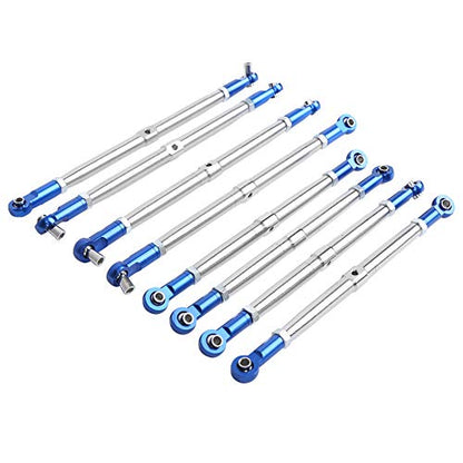 8PCS Metal Adjustable Tie Link Rod, Blue Silver Aluminum RC Car Parts for 1/10 2.0 5319X 5338R