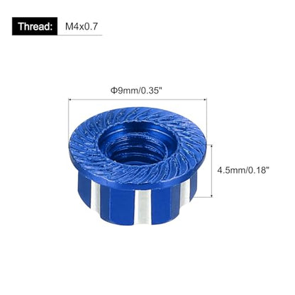 MECCANIXITY Hexagonal Nuts Aluminum M4 RC Wheel Carving Hex Nuts Dustproof Anti-Skid Mount Cap for 1/10 RC Model Car Trucks Off Road Car Upgraded Parts Pack of 2(Blue) - color: Blue