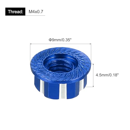 MECCANIXITY Hexagonal Nuts Aluminum M4 RC Wheel Carving Hex Nuts Dustproof Anti-Skid Mount Cap for 1/10 RC Model Car Trucks Off Road Car Upgraded Parts Pack of 2(Blue) - color: Blue