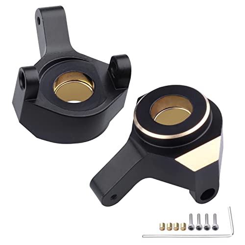 Hobbypark Brass Steering Knuckles Carriers and Brass Extended 7mm Wheel Hex Hubs Adapters for Axial SCX24 Upgrades Parts 1/24 RC Crawler Car (Black-Gold) - color: Black-gold