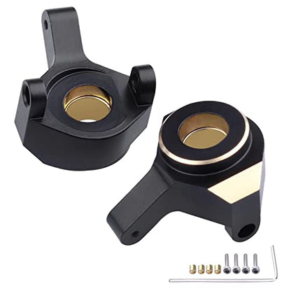 Hobbypark Brass Steering Knuckles Carriers and Brass Extended 7mm Wheel Hex Hubs Adapters for Axial SCX24 Upgrades Parts 1/24 RC Crawler Car (Black-Gold) - color: Black-gold