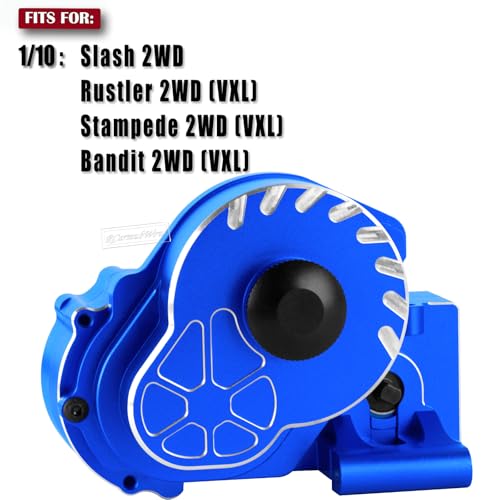 Metal Transmission Complete Upgrades Part for 1/10 Slash/Rustler/Stampede/Bandit 2WD(VXL),Gearbox Case w/76T 83T 86T 90T Gear,Diff,Slipper Clutch & Rebuild Kit,Pressure Plate,Navy Blue - color: Navy Blue(1set)