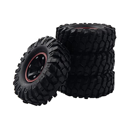 6-Spoke 1.9" Rubber Tires 108mm Wheels & 12mm Hex Hub Wheel Rims Compatible with 1/10 Axial D90 SCX10 CC01 TF2 RC Off-Road Climbing Crawler Car