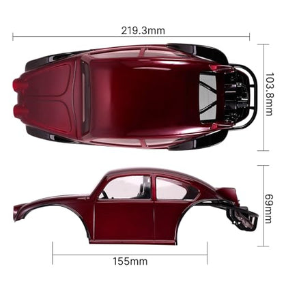 INJORA BUG18 Body with Interior for 1/18 TRX4M Universal LCG Chassis（Burgundy） - color: Burgundy