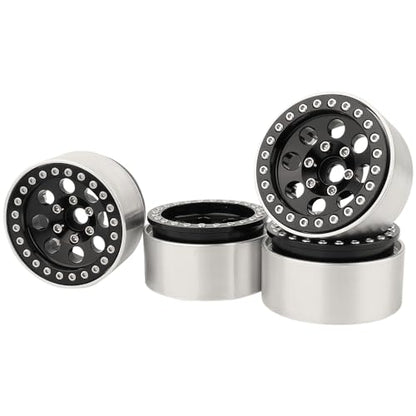RZXYLRC 4PCS 1.9 Inch Beadlock Wheel Hub Rim Rims Aluminum Alloy for 1/10 TRX4 TRX6 Axial SCX10 D90 SCX10 II III AXI03007 GRT EX86190 RC Crawler Upgrade (G) - color: Black