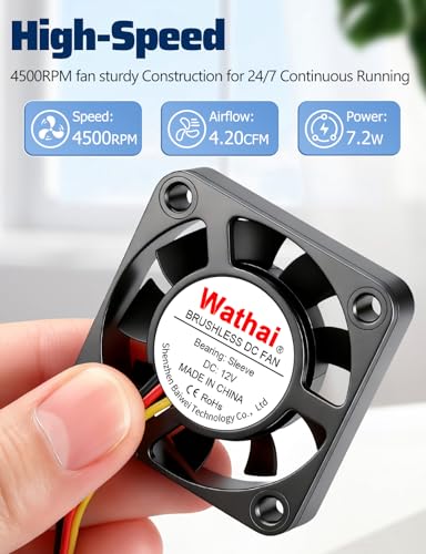 Wathai 2 pcs 40mm x 10mm DC Brushless Fan 12V 3Pin Cooling for 3D Printing, PC Computer Case, CPU Replacement, Graphics Card, Raspberry PI - style: 12V 3P Sleeve