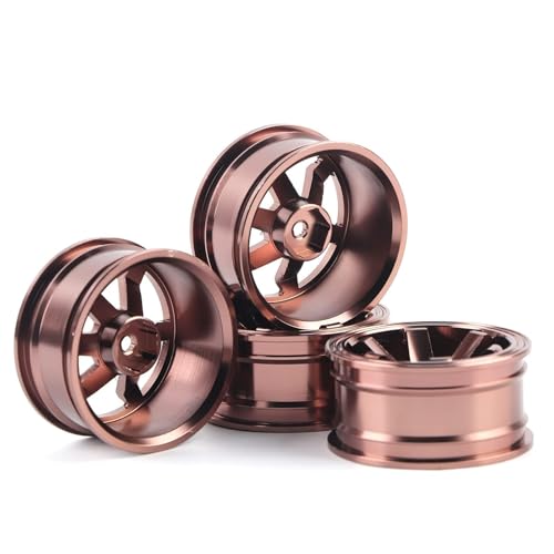 HERCHR 12mm Hex Hubs Metal Wheel Hub, 4pcs Aluminium Alloy Wheel Hub for Universal 1/10 Flat Running Drift RC Car Model Accessory Wheel Rims RC Wheel Rims Set Rc Drift Wheels(Coffee) - color: Coffee
