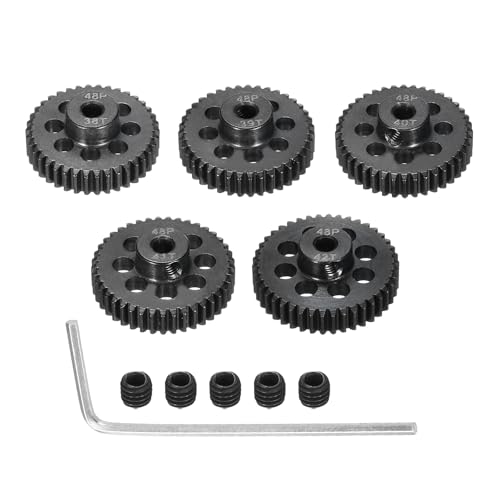 48 P Steel Pinion Gear Set 38T 39T 40T 41T 42T for 3.175 mm Shaft Hardened Steel Pinion Gear with Screws and Hexagonal Wrench for RC Car Motor