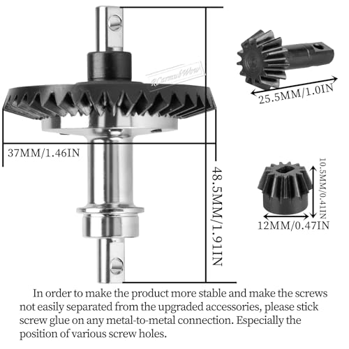 13-37T Differential Gear w/Slipper Clutch Upgrades Part for 1/10 4WD Slash 4x4,Rustler 4x4,Stampede 4x4,Bandit 4x4,XO-1,Steel Front Rear Gearbox Gears