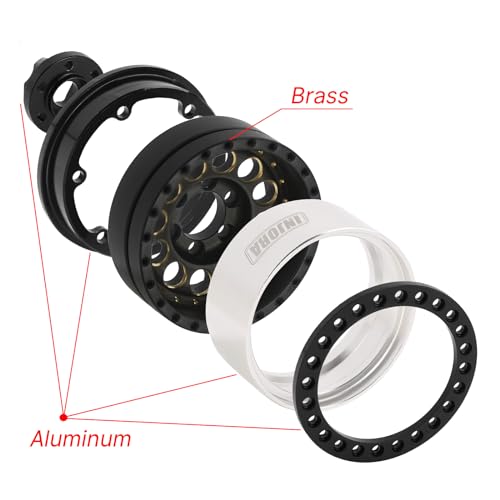 INJORA 1.9" 150g Brass & Aluminum -10mm Offset Wheels for 1/10 RC (Black) - color: Black