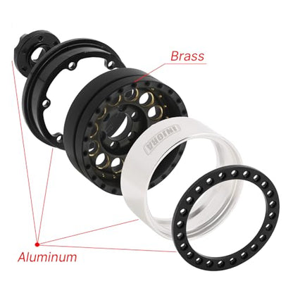 INJORA 1.9" 150g Brass & Aluminum -10mm Offset Wheels for 1/10 RC (Black) - color: Black