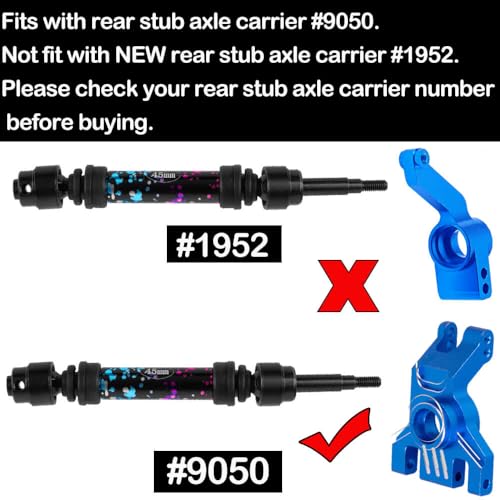 RC Upgrades Part for Stampede Slash Rustler JatO 4X4 VXL/BL-2s,RC #45 Steel CVD Drive Shafts,Harden Front Rear Driveshaft Axles Hops up(4PCS),Replace #9051#9052 Colour - color: Colour(4pcs)
