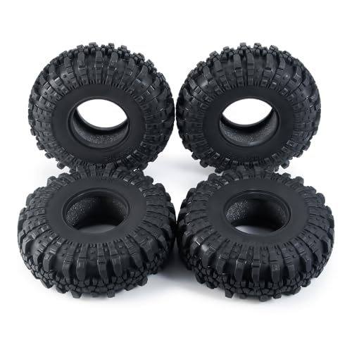 Rubber 2.2" Crawler Wheel Tires for Axial Wraith RR10 SCX10 TRX4 | Upgrade for 1/10th RC Crawler Car,With 4PCS Foam Insert