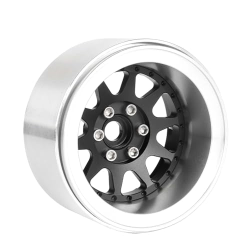 Aluminum 2.2" Beadlock Wheel Offset -10mm Metal Rims for SCX10 RR10 TRX4 VS4-10 Gen8 1/10 RC Crawler Car Upgrade Parts (10-Spoke, Black) - color: 10-Spoke, Black