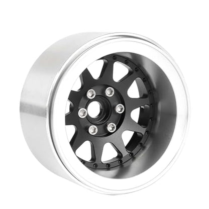 Aluminum 2.2" Beadlock Wheel Offset -10mm Metal Rims for SCX10 RR10 TRX4 VS4-10 Gen8 1/10 RC Crawler Car Upgrade Parts (10-Spoke, Black) - color: 10-Spoke, Black