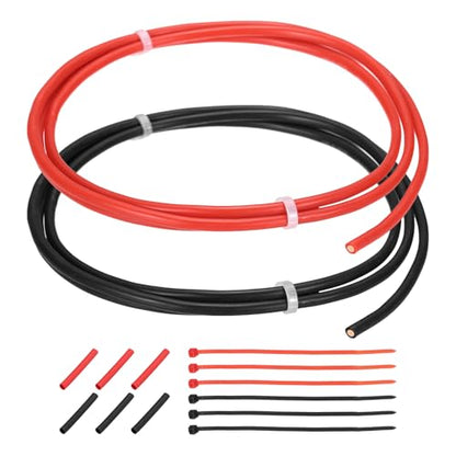 MECCANIXITY 16 Gauge Silicone Electrical Wire Cables, 16 AWG 3ft Black and 3ft Red Electrical Wires High Temp 600V 200C Flexible Stranded Tinned Copper Wires Automotive Cable with Accessories - size: 16 Gauge 1m/3ft